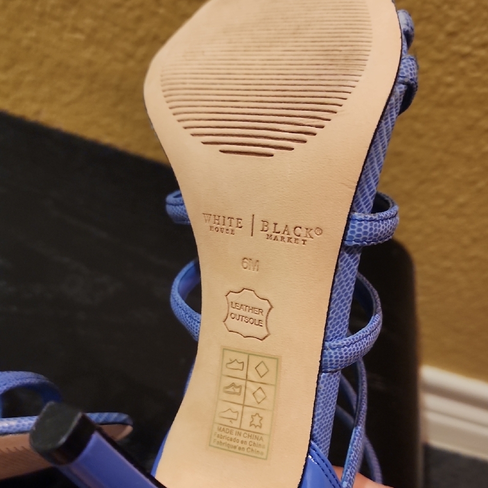 White House Black Market Blue Strappy Heels - Picture 3 of 8